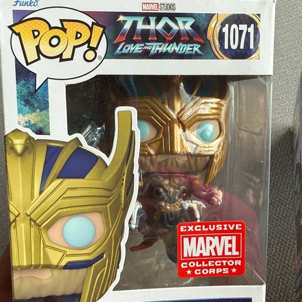 Funko Thor and Mighty Thor Figures with Gold and Silver Helmets